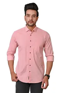 Veda Fashion Mandys Pink Color Printed Cotton Shirt for Men's (Medium) (Mandys Pink_Medium)