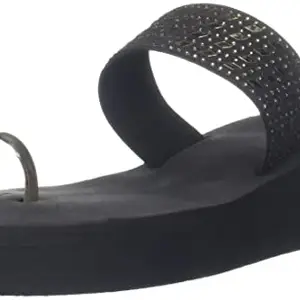 Carlton London Women's Black Flat Sandal-6 Kids UK (Cll-7073)