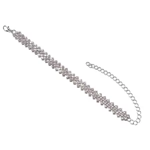 Bling Queen Women's Silver Plated Cross Border Zirconia Paved Anklet