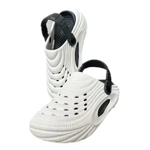 Men's Stylish Heel Strap Clogs | Breathable Lightweight Heel Clogs for Outdoor & Indoor Use Black and White (UK Footwear Size System, Adult, Men, Numeric, Medium, 6)