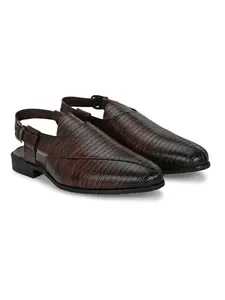 San Frissco Shoe Style Sandals ethnic Comfort Shoes Textured Upper Design Cushioned footbed/Comfortable Fashionable Stylish Flexible For Men/Size : 8 (Brown)