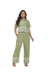 RUCHIKA CRAFT Women's Cotton Embroidered Crop top Co-Ord Set Coordinate Set Summer Wear Printed Crop Top with Pant Set