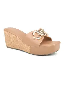 Inc.5 Women Beige Platform Heels With Buckles