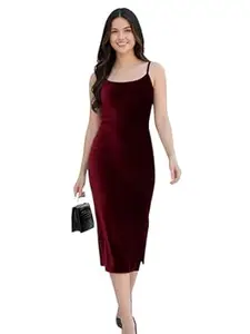 Leriya Fashion Velvet Western Dress for Women | Blue Stylish Square Neck One Piece Dress for Women Short & Long | Casual Summer Bodycon Dresses for Beach & Stylish Party Outifits