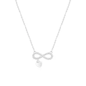TOUCH925 925 Sterling Silver Infinity & Heart CZ Pendant Necklace | Symbol of Love & Forever Bond | Anti-Tarnish Finish | Elegant Gift Jewellery for Women & Girls