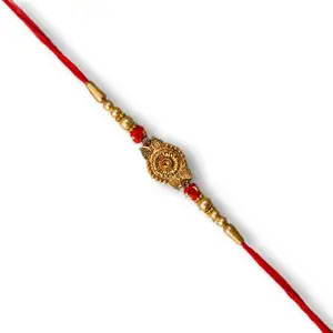 Premium Yellow Stone Floral Kundan Rakhi – Elegant Rakshabandhan Gift for Brother (Model No - R0004)