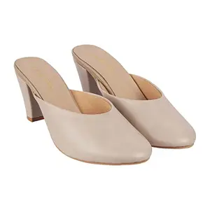 Lazera Fashion Block Hill Sandals for Woman's (Beige, numeric_4)