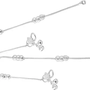 Heer Collection Jewellery for All Occassions Traditional White Metal Anklet Payal Pair for Women Girls (1 Pair-