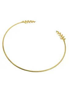 Viraasi Gold-Toned Statement Leaf Design Hasli Choker Necklace