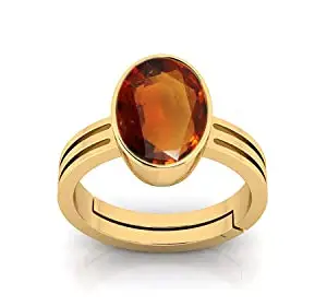 TODANI JEMS 13.25 Ratti Gomed Ring Natural Quality & Original Stone Panchdhatu & Ashtadhatu Metal Adjustable Ring Rashi Ratna Loose Gemstone Ring for Men and Women