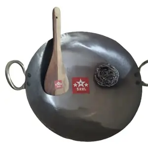 BRRL Traditional Rustic Iron Karahi with Riveted Handles (Black, 9 Inch) price in India.