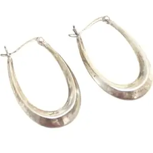 Rajasthan Gems Bali Hoop Earrings Silver 925 Sterling Women Gift Handmade Gift G077