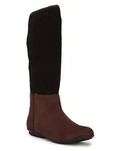 Bruno Manetti Women's Brown Calf Length Upside Elastic Boots