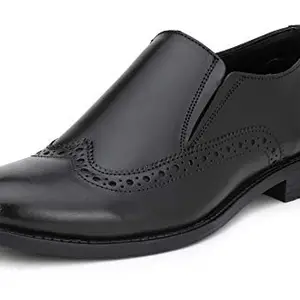 Saddle & Barnes Men's Black Leather Brogue Shoes - 6 UK