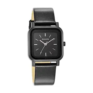 Sonata Pop Black Dial Women Analog Watch with Leather Strap-NS87037PL05W