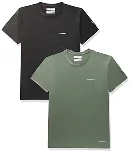Charged Energy-004 Interlock Knit Hexagon Emboss Round Neck Sports T-Shirt Black Size Small and Charged Energy-004 Interlock Knit Hexagon Emboss Round Neck Sports T-Shirt Grape-Green Size Small