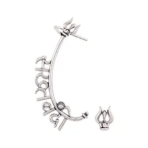 Voylla Brass Silver Oxidised Moksh Statement Earrings for Women and Girls