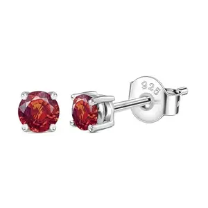 Ornate Jewels Pure Sterling Silver Red Garnet Stud Earrings for Women and Girls|With Certificate of Authenticity & 925 Stamp|1 Year Warranty