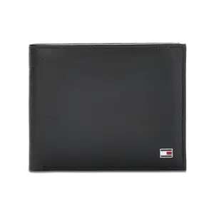 Tommy Hilfiger Remington Plus Leather Passcase Wallet for Men - Black, 10 Card Slots