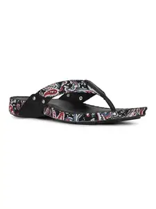 Inc.5 Womens Black Casual Printed Toe T-Strap Slip-On Flat Sandals