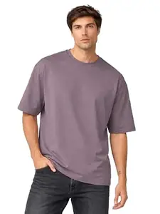 CHKOKKO Oversized Tshirt for man Solid Classic Round Neck Loose Fit Half Sleeve Soft and Comfortable Casual Stylish wear for Summer