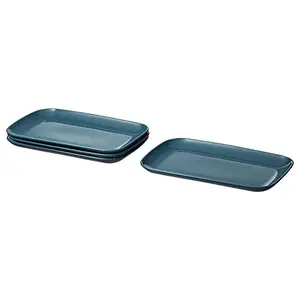 IKEA FÄRGKLAR Plate, Glossy Dark Turquoise, 30x18 cm (12x7) - Pack of 4