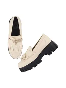 Shoetopia Cream Loafers for Women /EU38