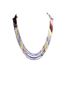 Navrang Designs Multicolor CZ Beads Necklace for Women | Original 5-Line Layered Necklace | Lightweight Festive Jewelry