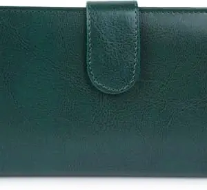 Classic World Women Green Artificial Leather Wrist Wallet (9 Card Slots) FLP TRAVELCARD Green_CW