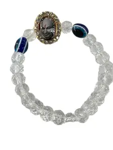 GURUJI BRACELET IN CRYSTAL WITH EVIL EYE/JAIGURUJI BRACELET SWAROOP FOR GURUJI SANGAT (White)