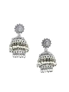 Royal Jewells Double Drop Jhumki With Pearl |Monalisa stone | For Women and Girls | Oxidised Brass Earrings
