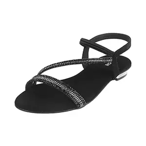 Mochi Womens Synthetic Black Sandals (Size (4 UK (37 EU))