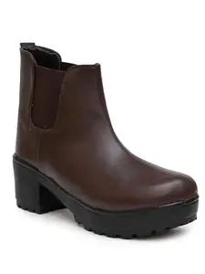 Planet Walk BROWN CASUAL SLIP-ON BOOTS FOR WOMEN