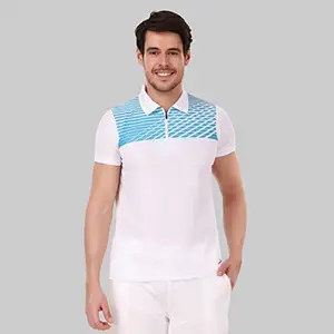 Vector X OMT-156 Men's Polyester Half Sleeve Polo Neck T-Shirt White