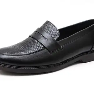 ARAMISH Men's Black Genuine Leather Mocasin Formal Slip on Shoes - 7 UK