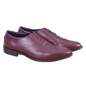 PHABHU Handmade Leather Oxford Shoes for Men - Premium Cherry Brown Color Formal Lace Up Shoe - Stylish Office (Brown, UK Footwear Size System, Adult, Men, Numeric, Narrow, 10)