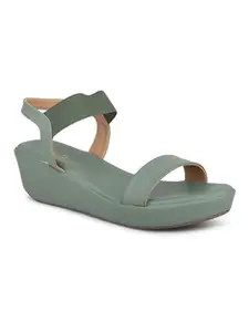 Inc.5 Women Green Solid Open Toe Wedge Heels