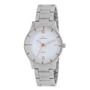 Maxima Women's Stainless Steel Attivo Ladies White Dial Analogue Watch 63780CMLI