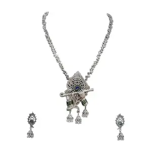 Latest Stylish Traditional wedding Oxidised Silver Necklace Jewellery Set for Women/Girls