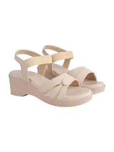 Shoetopia Elegant Cream Block Sandals For Girls /EU41