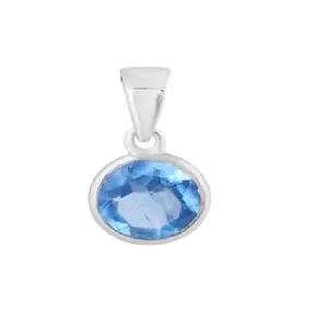 Hiflyer Jewels Sky Topaz Round Gemstone Pendant With Chain In 925 Sterling Silver | 925 Stamp Jewelry | Gifts For Him/Her