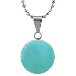 morir Silver Plated Round Sardonyx Stone Turquoise Firoza Babochon Locket Pendant Necklace Fashion Jewelry For Men And Women