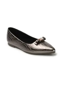 ICONICS Women's Slip On Ballerinas Colour-Gunmetal, Size-UK 3