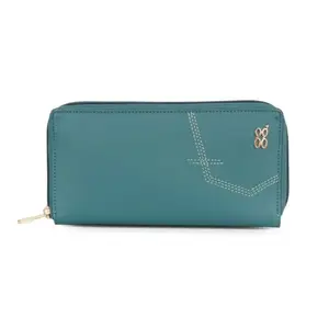 Baggit Women's Greeny Green Large Wallet | Ladies Stylish Purse Bag | Credit Card Money Holder | Faux Leather | 6-Month Warranty | Cruelty-Free Material | Made in India
