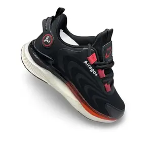 Athletic Running Shoes, Grey with Multicolour Accents, Cushioned Sole (Black, UK Footwear Size System, Adult, Men, Numeric, Medium, 8)