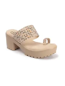 Carlton London Women Sandal,Cream,UK-4