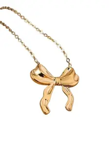 Ivory Dreams Elegant Gold-Plated Bow Pendant Necklace, Chain Necklace for Women, Dainty Fashion Jewellery