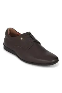 Louis Philippe Men's Dark Brown Formal Leather Derby Shoes (7 UK)