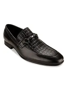 REGAL Imperio Black Men Formal Saddle Leather Slip On Shoes