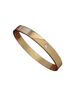 Elegant Gold-Tone Bracelet for Men - Stylish Kada with Zircon Accent - Modern & Minimalist Design for Everyday Wear - Durable Fashion Jewelry